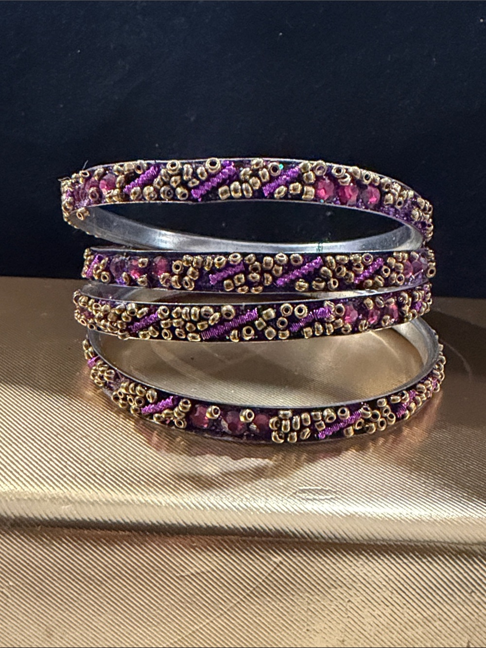 Purple Beaded Stackable Bangles - Women Jewelry